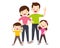 Happy Family Sport Activity. Mother, Father and Kid Doing Morning Exercising at Home