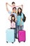 Happy family with suitcase going on holiday