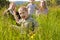 Happy family in summer outdoors