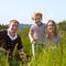 Happy family in summer outdoors