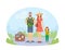 Happy Family Summer Vacation. Parents with Kid Traveling, Mother, Father and Little Child Characters with Bag and Camera