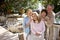 Happy family on sunny patio