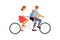 Happy family on tandem bicycle have a bike ride