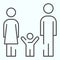 Happy family thin line icon. Mom, dad and kid vector illustration isolated on white. Mother, father and child outline
