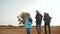 happy family tourists walking park in autumn. people in the park tourists travel concept. parents their daughter with