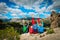 Happy family travel hiking in mountains,Guadalest, Alicante, Spain