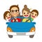 Happy Family Traveling Car