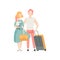 Happy Family Travelling on Vacation, Father, Mother and Baby with Suitcase Vector Illustration