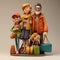 happy family trip 3d Clay travel illustration