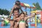 Happy family in the water park