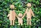 Happy family wood icon on green leaf wall,Eco concept