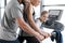 Happy family workout on treadmill