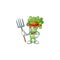 Happy Farmer celery plant cartoon mascot with hat and tools