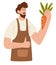 Happy farmer holding fresh vegetables. Man with organic farm harvest. Smiling agriculture worker with carrot portrait. Flat vector