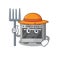 Happy Farmer kitchen stove cartoon picture with hat and tools