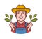 Happy farmer logo. Agriculture, farming, natural food symbol