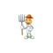 Happy Farmer white candle cartoon mascot with hat and tools