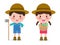 Happy farmers vector flat design isolated on white background. cute Cartoon characters of man and woman farming concept