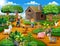 Happy farming activities on farms with animals