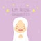 Happy Fasting Greeting Card, Muslim Girl Cartoon Vector