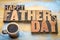 Happy father day greeing card in wood type