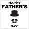 Happy Father Day text with mustache, butterfly tie and tile hat. Black minimalistic design for a card. Vector EPS10.