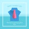 Happy father`s day banner card with Origami Blue Shirt and pink necktie in white frame on blue sea background vector design
