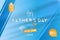 Happy Father`s Day. Banner with Mega Sale 50 with special offer and light effects on background original font and stars. Flat