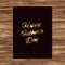 Happy Father`s Day card with golden handwritten text