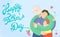 Happy father\\\'s day celebration card- Grandfather, father and son hugging