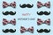 Happy Father\\\'s Day. Geometric pattern made with bow tie and false mustache