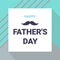 Happy father`s day greeting card - Dark blue text with mustache on blue and gray background. Vector illustration.