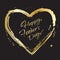 Happy Father`s Day greeting card holiday decoration, vector gold grunge heart shape, logo sign modern design festive background