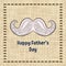 Happy Father`s Day greeting card. Vector typography. Postcard with a retro zentangle mustache for a Dad.