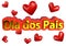 Happy Father`s Day in Portuguese text with white gradient background. Brazilian promotional stamp