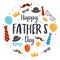 Happy Father`s Day Vector Design, with design elements cartoon style with wooden background