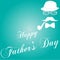 Happy father`s day white illustration hat mustache cigar bow tie glasses teal background