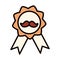 Happy fathers day, award medal with moustache celebration line and fill icon