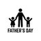 Happy fathers day banner. Family father holds children hands and inscription happy fathers day. Vector EPS 10