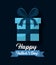 Happy fathers day blue wrapped gift box ribbon bow decoration