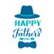 Happy Fathers Day calligraphy lettering with hat and bow. Father day celebration typography poster. Easy to edit vector template