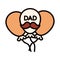 Happy fathers day, decorative balloon party with moustache celebration line and fill icon