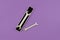 Happy Fathers Day flat lay. Wrench in gift box on purple background