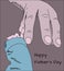 Happy fathers day greeting card doodle sketch of big father hand