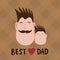 Happy fathers day greeting card. Vector illustration of a best dad with a son. Used for postcards, stickers, banners, prints. Text