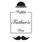 Happy fathers day. Hat with mustache icons with greeting text. Celebration for daddy or papa. Best father ever