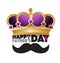 happy fathers day king crown and mustache sign