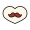 Happy fathers day, love heart moustache decoration celebration line and fill icon
