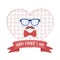 Happy fathers day, moustache glasses bow tie heart design