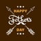 Happy Fathers day poster. Handwritten word, arrow, moustache.